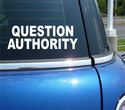 QUESTION AUTHORITY GOVERNMENT ANARCHY REBEL ANARCHY CAR DECAL BUMPER STICKER
