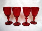 Blenko Early 1930s Wine Cocktail Glass Goblets in Ruby Red 4.75” Tall Lot of (4)