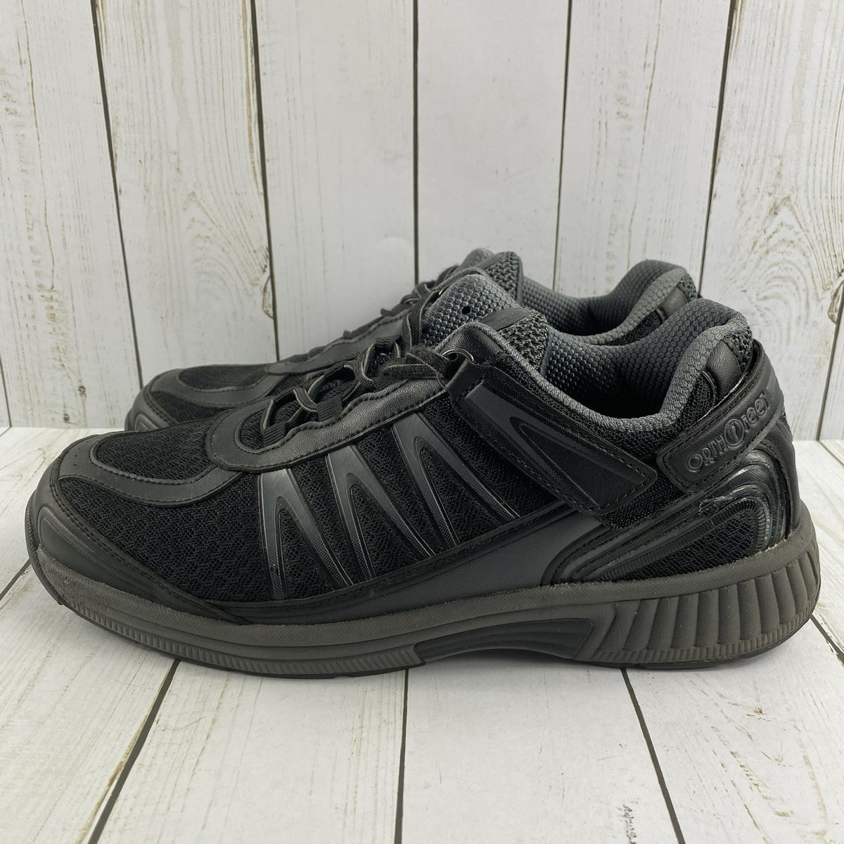 Orthofeet Sprint Tie-Less Black Casual Orthopedic Shoes Men’s Size D 675