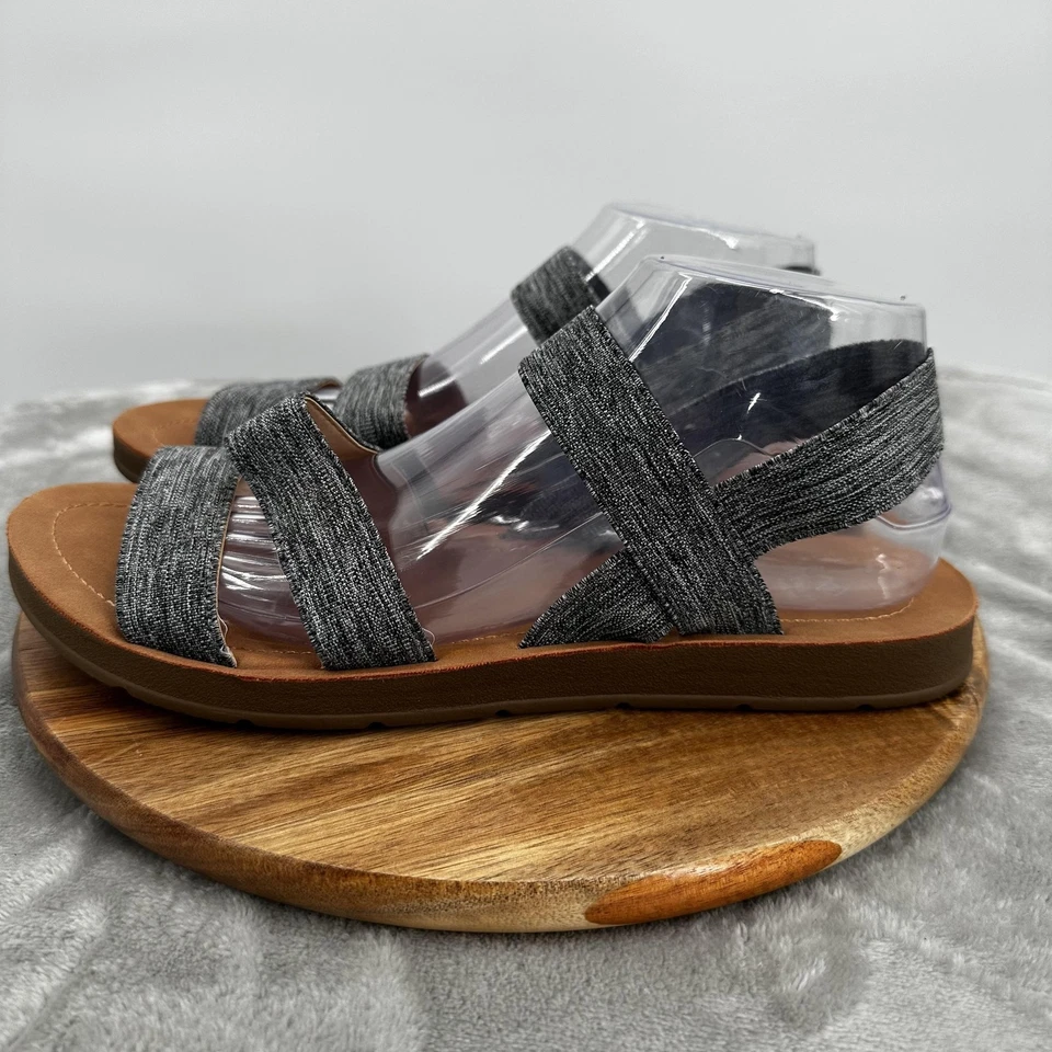 Call It Spring Shoes Womens Size 10 Gray Vegan Sandals Comfort Stretch Straps - Image 3 of 4