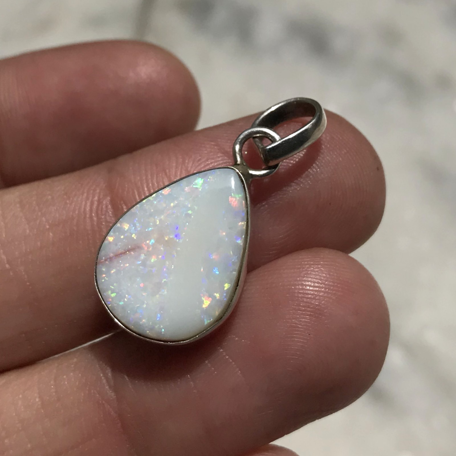 Natural Australian Multi Opal 925 Solid Sterling Silver Pendant Stone Size 18x13