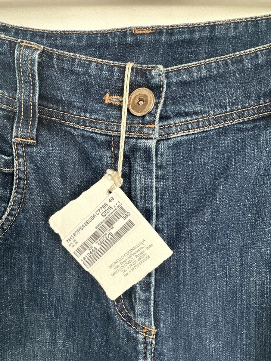 デニム・ジーパン Brunello Cucinelli Denim Jeans With Monili Brunello Cucinelli Jeans Monili Cuff Light Blue Denim Size