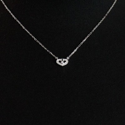 Cartier 18K Weißgold 16P Diamant C Herz Damen Halskette B30403 152316798