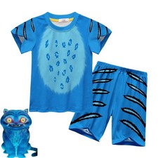 Kids KPop demon hunters Derpy Tiger Short sleeve T-shirt+Shorts Outfit Xmas Gift