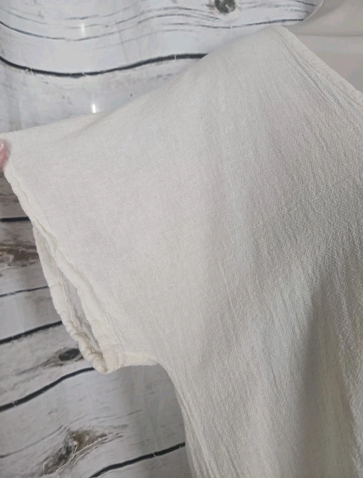 Top túnica Oh My Gauze marfil XL talla 2 fruncido 100 % algodón arrugado mangas cortas Foto 4 de 4