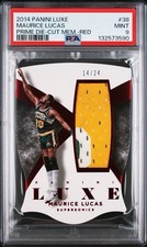 2014 PANINI LUXE PRIME DIE-CUT MEMORABILIA RED #38 MAURICE LUCAS 14/24 PSA 9