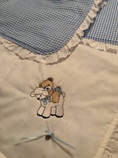 Handmade Baby Boy Quilt with Machine Embroidery. 36x35 Inches Full Size.
