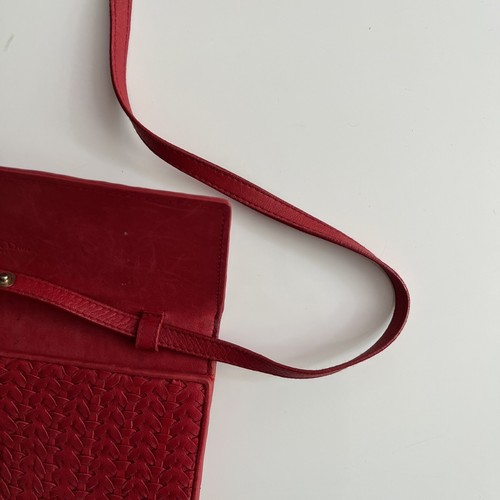 Vintage Dior Red Leather Braided Bag Wallet Crossbody - Picture 12 of 15