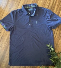 William Murray Golf Polo Shirt Men’s Large Performance Stretch Tartan Plaid Blue