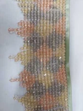 Green, Gray, Peach & Yellow Beaded Fringe, sold per yard