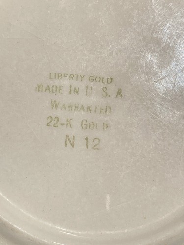 Vintage Liberty Gold 8-inch Double Handled Dessert Plate 22-K Gold N 12 - Picture 7 of 11