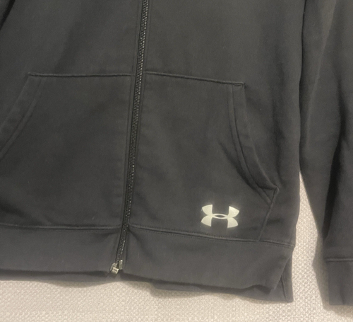 Under Armour Jumper Youth Large Black Hoodie Long Sleeve Full Zip - Picture 3 of 8