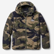 NEW Size L 14 Eddie Bauer Boys  Quest Plush Fleece Hooded Jacket- CAMO