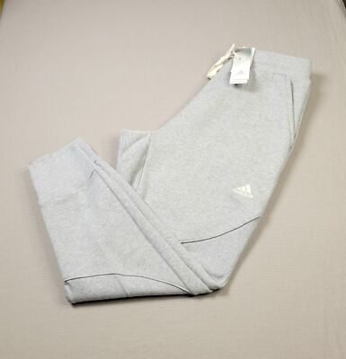 ADIDAS Studio Jogger Pants Large 2XL Mens Gray White Fleece Sweatpants Internal