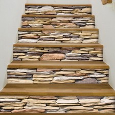 6PCS Adesivi Per Scale In PVC Con Effetto Pietra 3D Decorazioni Per La Casa
