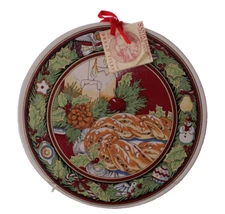 Santa Barbara Terra Cotta Ceramic Recipe Bread Tile Trivet Christmas Wreath 8.75