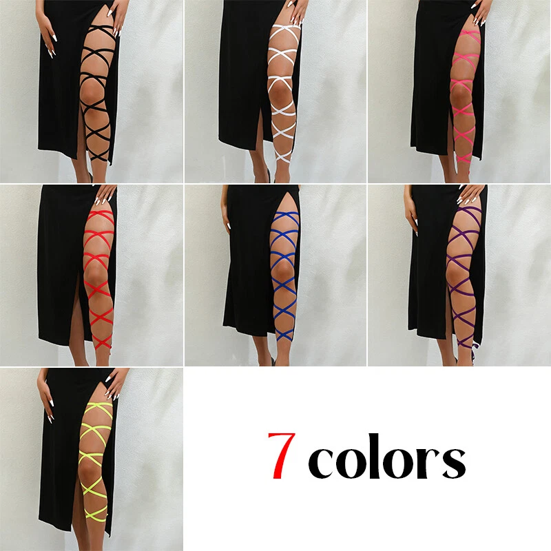 Mujeres 2 piezas Arnés Piernas Correas Sexy Pierna Lazo Elástico Cuerpo Arnés Prendas para club nocturno  Foto 3 de 4