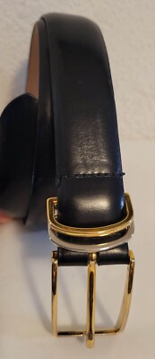 WCM New York Genuine Italian Calfskin Belt Black Gold Tone  display picture 3