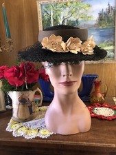 Vintage Antique 1930 s Beautiful Brim Magnolia Millinery Veil HAT unworn Tag