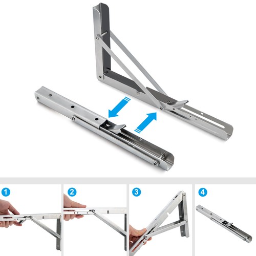 Folding Shelf Bracket Heavy Duty Campervan Motorhome Table Extension Wall Hinges - Picture 8 of 24