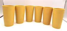 Vintage Tupperware Harvest Gold 12 oz Textured Tumblers Cups 873 Set of 6 USA