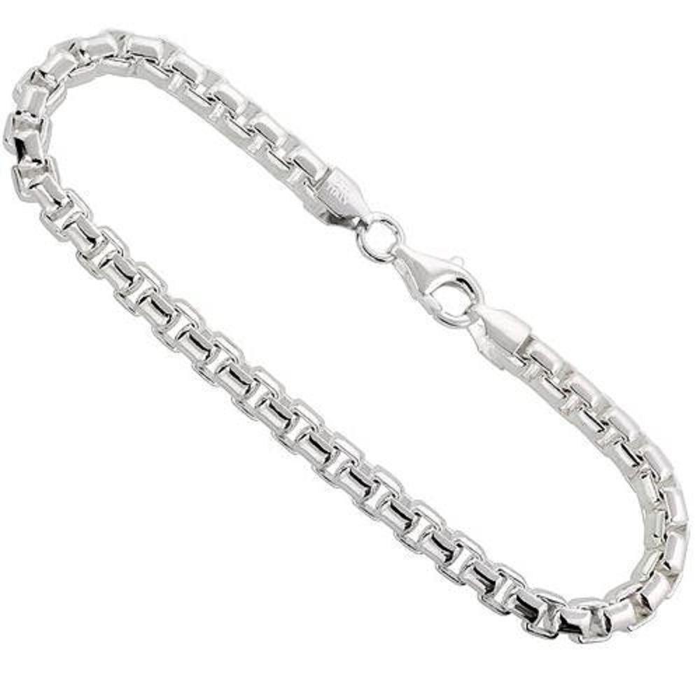 Sterling Silver 5 mm Heavy Round Box Chain Bracelet, Nickel Free 