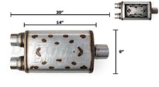 Flow Chaser 930402 Stainless Steel Muffler 3 In2.5out Cd 14 Body Reversible Flow Chaser 930402 Stainless Steel Muffler 3 In2.5out Cd 14 Body Reversible