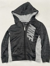 Nike Dri-Fit Sweatshirt Boy 4/XS Zipper Up Dark Gray Hooded Fleece