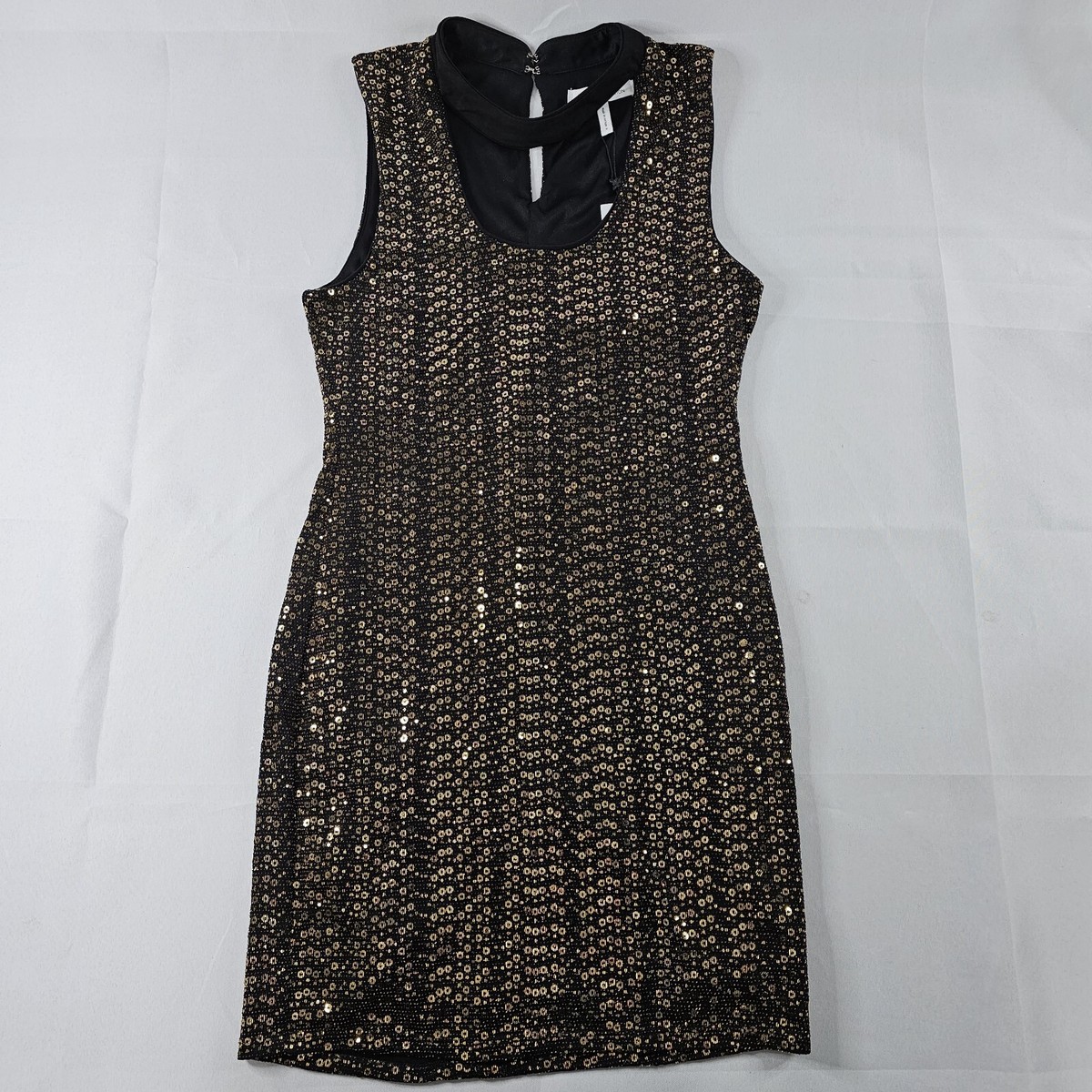 bcbgeneration black and gold dress Sequin Crepe Dress Gold & Black Combo / 6