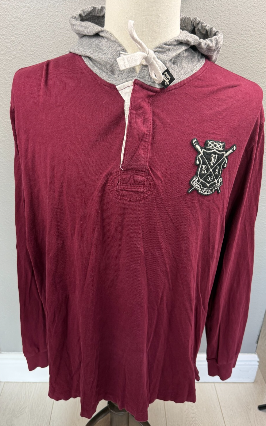 FILA Polo Ralph Lauren Rowing Club Double Scull #15 rossa manica lunga felpa con cappuccio XL