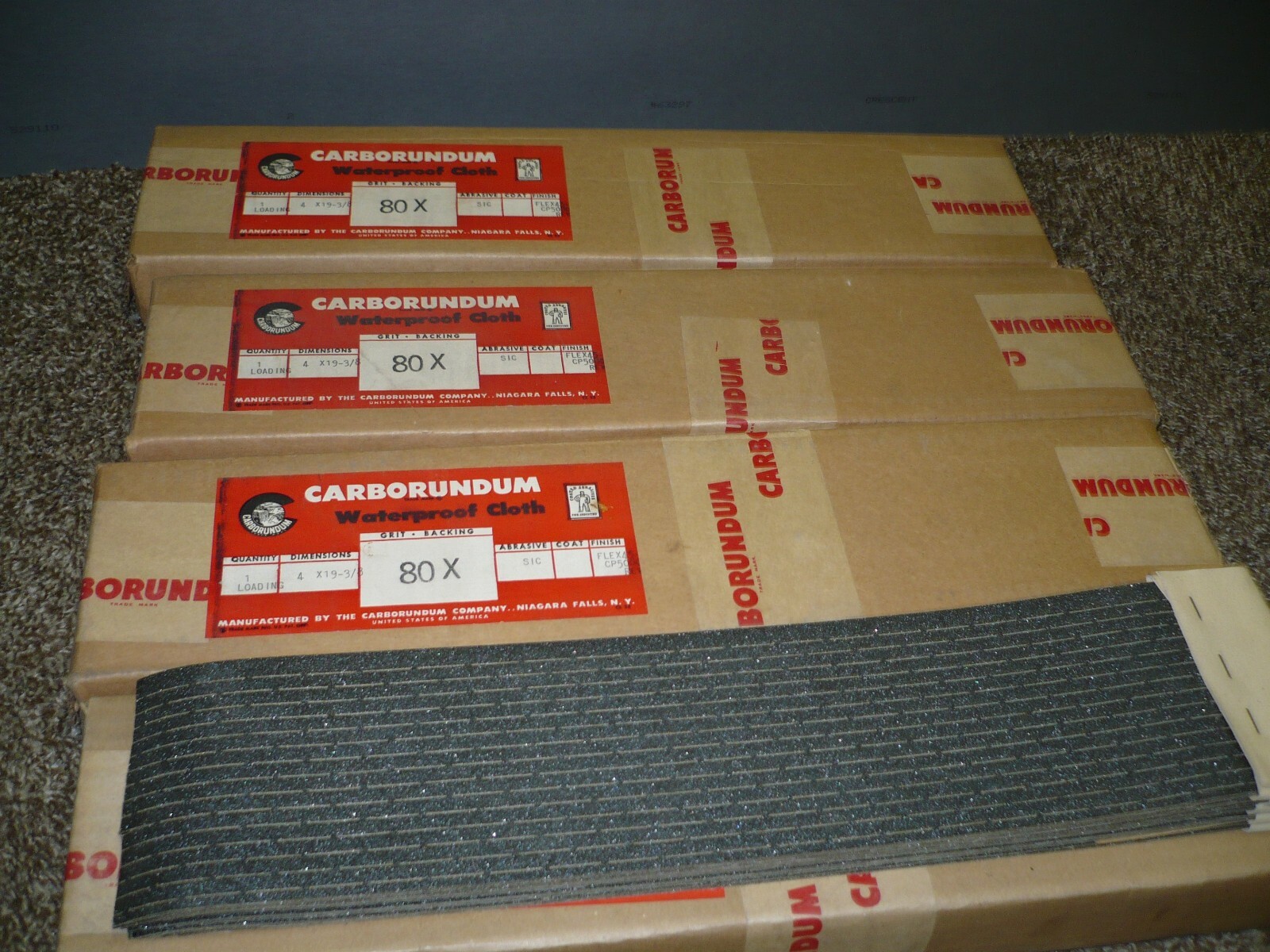 Vtg 1950s 4 Boxes CARBORUNDUM Waterproof Cloth Abrasive Sandpaper NOS eBay