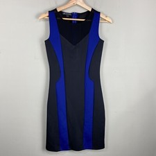 I•N•C: Colorblock Fitted Bodycon Sleeveless Mesh Mini Dress Blue Black Size XS