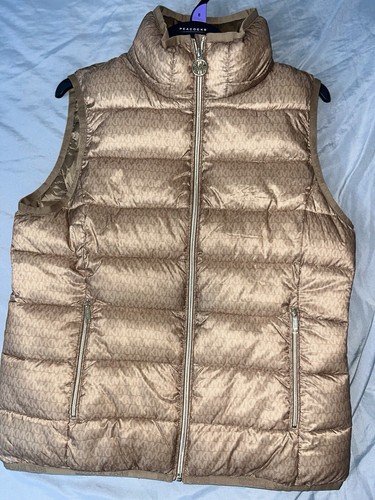 Michael Kors MK Quilted Puffer Vest - Gold Monogram Edition