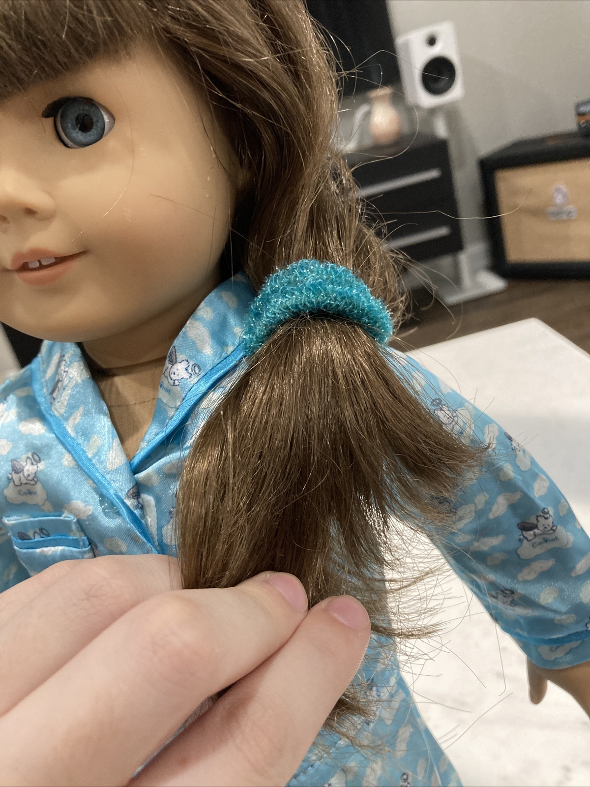 American Girl 2004 Coconut’s PJs Pajamas Complete Set Blue Silk w