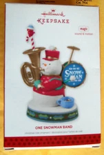 Yr 2013 Hallmark,ONE SNOWMAN BAND,SOUND & MOTION,$34.95 VALUE,NIB
