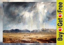 Dramatic Desert Rainstorm Plains 5"x7" Print on Matte Paper | Expressive Artwork