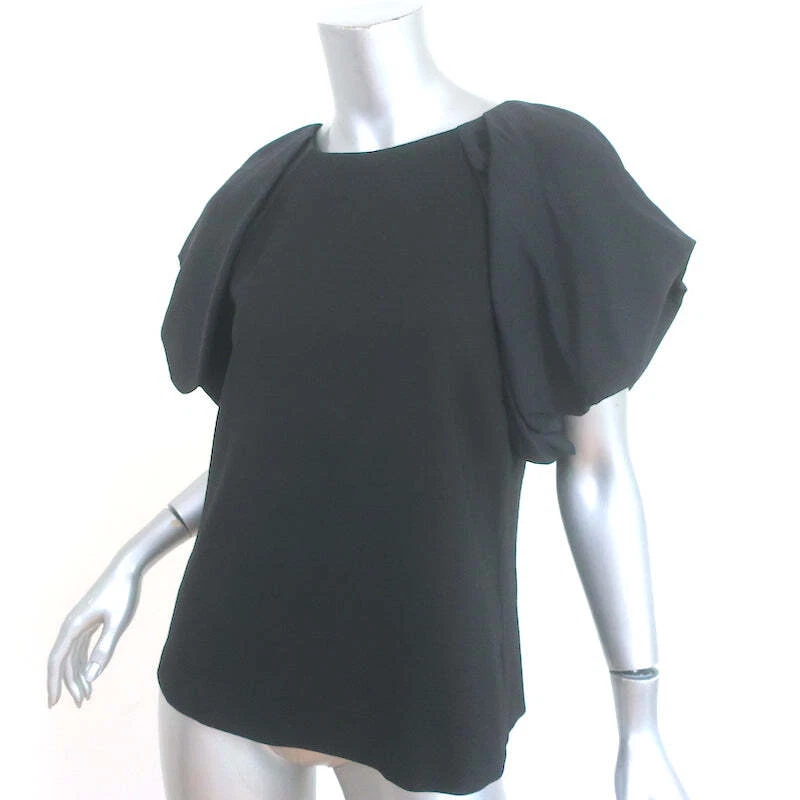 Blusa Armani Collezioni Manga Abullonada Negra Mezcla Lana Talla 8 Foto 3 de 4