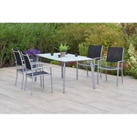 Merxx GartenmöBel Milano Set 5Tlg. 4 Stapelsessel Schwarz + 1 Tisch 150 X 90 Cm