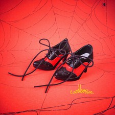 1/4MSD 1/3SD BJD Doll Shoes Black Red Spliced High Heels Lace-up Short Boots