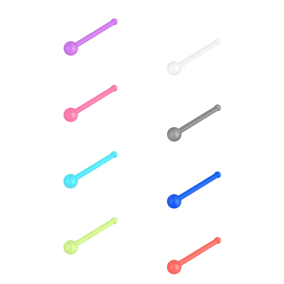 8-40 piezas Tachuelas para nariz Coloridas Curvas en L Retenedor Recto Vidrio Hueso Anillos para nariz Foto 3 de 4