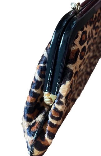 Talbots Leopard Print Mini Bag Purse Clutch Leather And Calf Hair Mob Wife - Picture 11 of 16