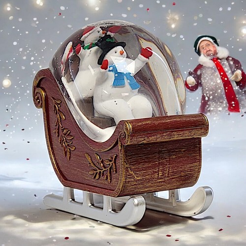 Weihnachten LED Schneemann Schlitten Wasserspinner mit Glitzer Festliche Feiertagsdeko - Bild 4 von 13