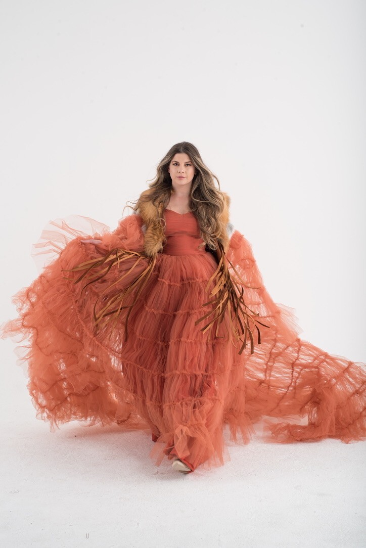 Custom Orange Rust Ember Ruffle Dramatic Corset T… - image 2