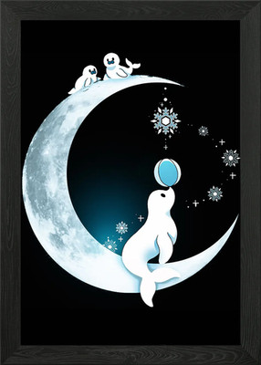 White Seal Moon Gerahmtes Wandbild Poster Leinwanddruck Bild
