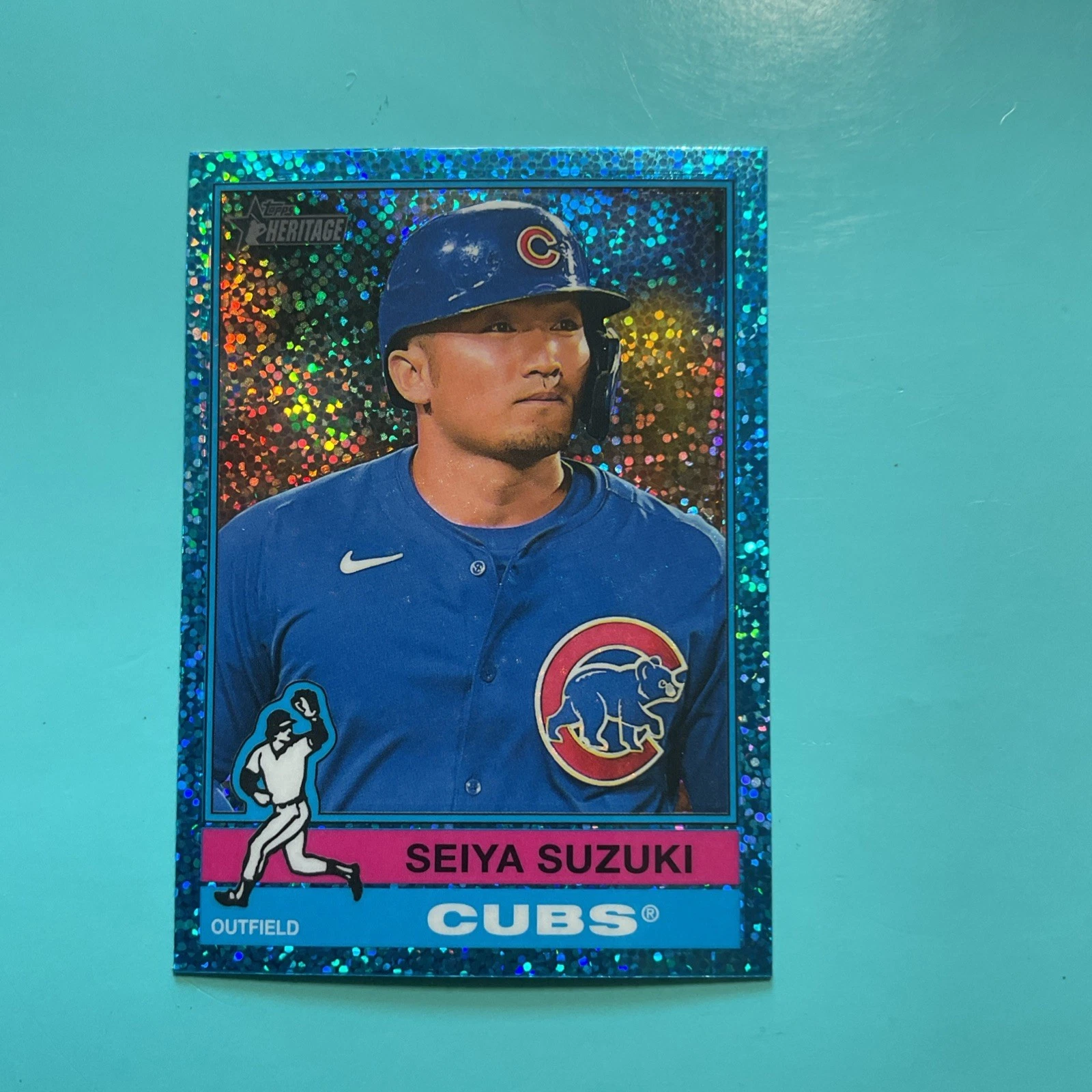 2025 Topps Heritage  Seiya Suzuki #253 Chrome Light Blue Sparkle Chicago Cubs