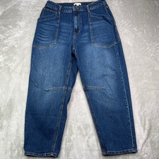 Frye Darted Barrel Jeans Womens 10 Blue Medium Wash Stretch Utility Patch Pocket