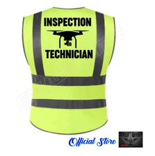 INSPECTION TECHNICIAN Hi-Vis Safety Vest W/Reflective Strips 2" Zipper & Pockets