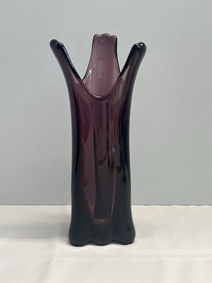 Vintage Viking Glass 11  Amethyst 3 Foil Swung Vase -READ-Chip On Foot*