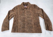 VTG U.S.A. Leather Women's L 100 Distressed Brown Leather Jacket Bomber Zip