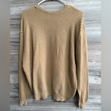 NWT Lyle  Scott Men's Camel Long Sleeve Crewneck 100 Combed Cotton Sweater